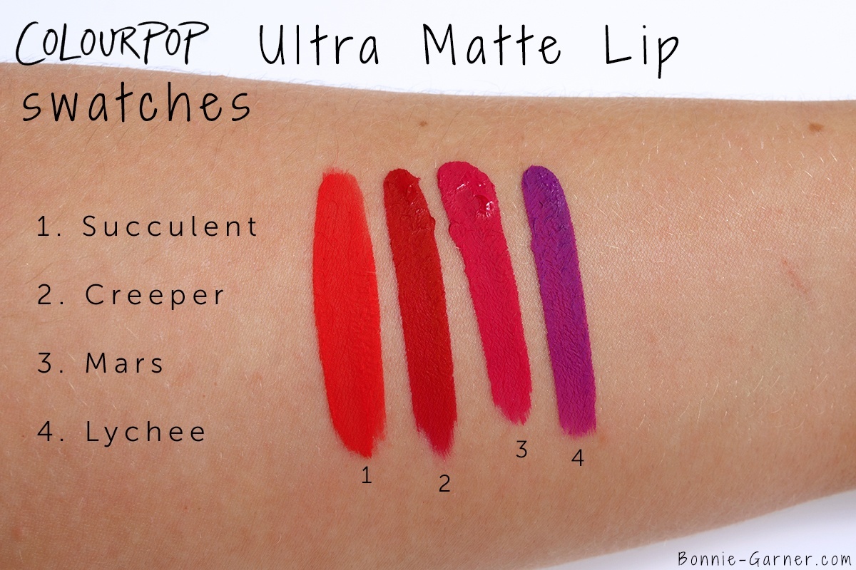 ColourPop Ultra Matte Lip Succulent Creeper Mars Lychee swatches