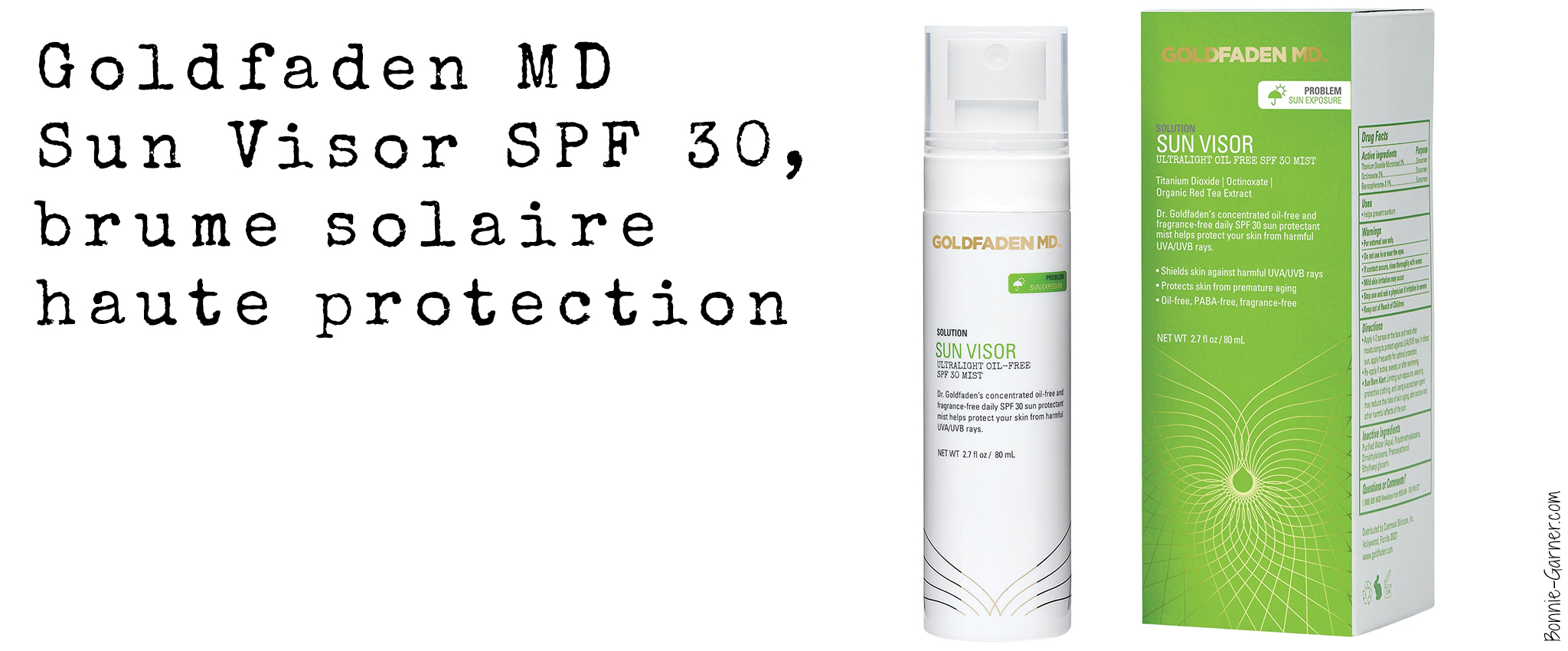 Goldfaden MD Sun Visor SPF 30, brume solaire haute protection
