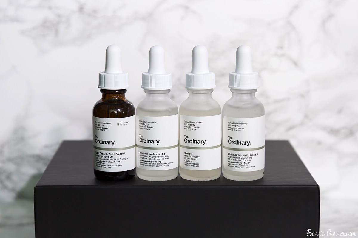 The Ordinary: 100% Cold-Pressed Organic Rose Hip Seed Oil, Hyaluronic Acid 2% + B5, "Buffet", Niacinamide 10% + Zinc